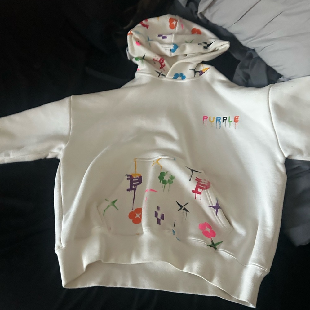 Purple White Multicolor Logo Graphic Hoodie